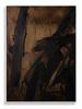 Carbon dark gestural black impasto abstract canvas art print in white shadow frame