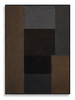 Basalt dark grey brown geometric abstract canvas art print in black portrait frame