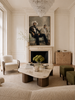 Between Conversations figurative two figures impasto canvas art print styled contemporary living room