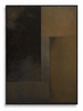 Blackened Clay dark geometric black umber abstract canvas art print in black shadow frame