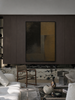 Blackened Clay dark geometric black umber abstract canvas art print styled contemporary living room