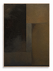 Blackened Clay dark geometric black umber abstract canvas art print in oak shadow frame