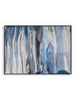 Cascade bold blue white gestural abstract canvas art print in black shadow frame