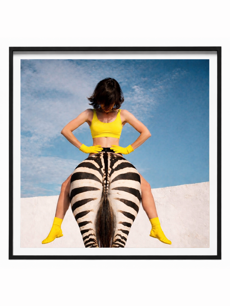 Chromatic surreal figurative framed photographic art print in black frame