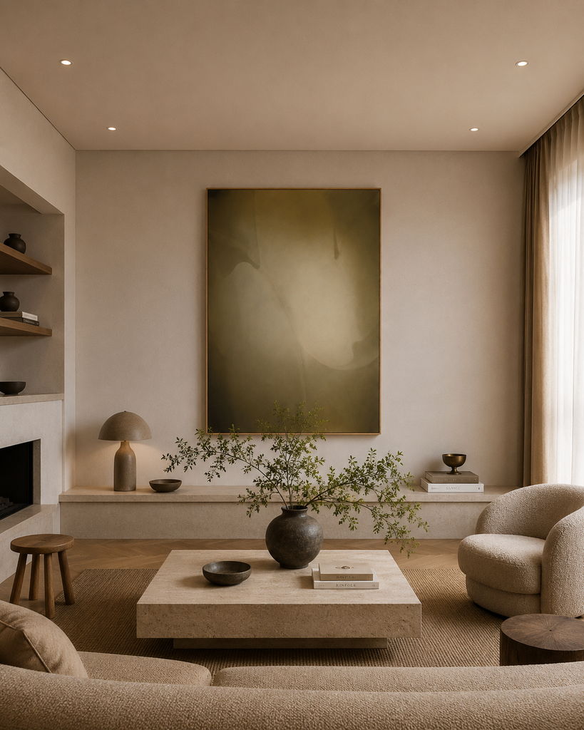 Contour In Sand warm golden sand luminous abstract canvas art print styled contemporary living room