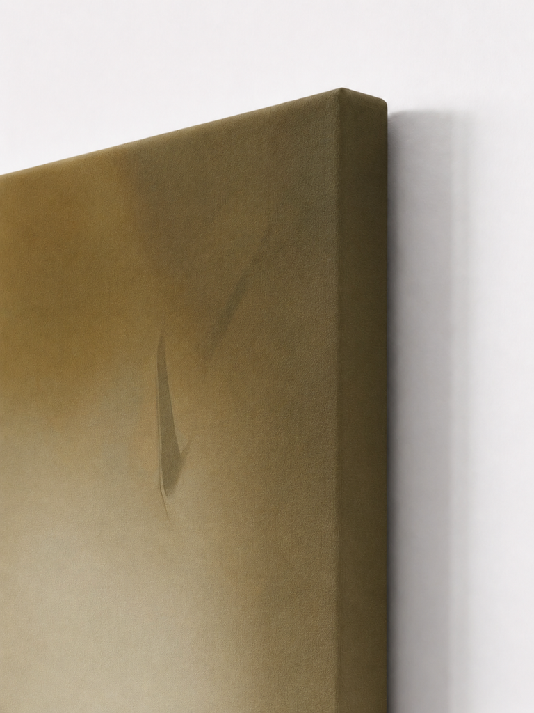 Contour In Sand warm yellow and green abstract canvas art print canvas wrap corner detail texture
