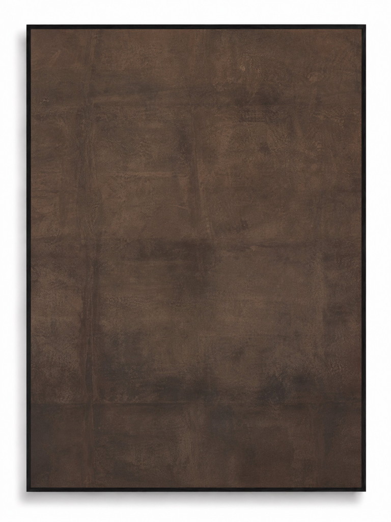 Cordovan deep brown textured abstract canvas art print in black frame