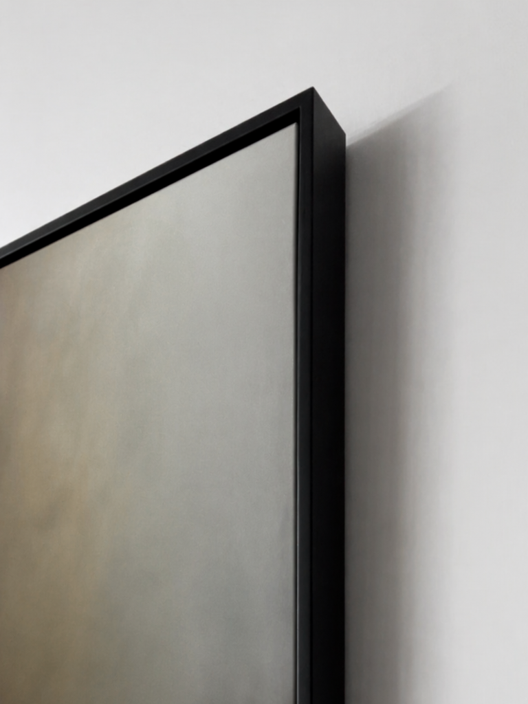 Grounded Light abstract canvas art print black shadow frame corner detail