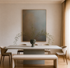 Grounded Light warm neutral abstract canvas art print styled contemporary dining room