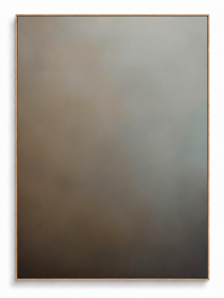 Grounded Light warm neutral abstract canvas art print in oak shadow frame