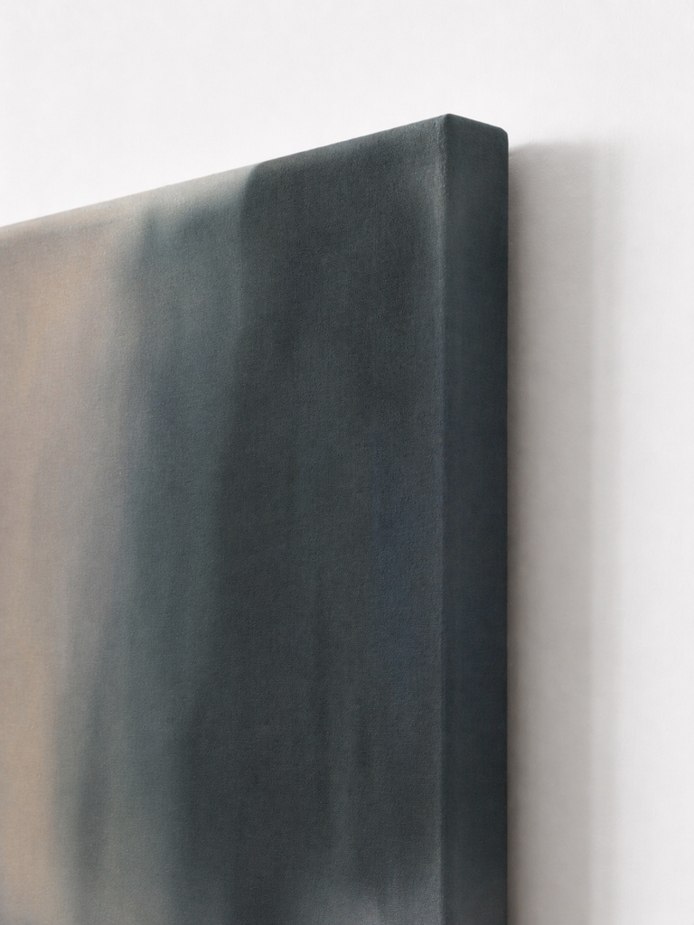Haze Study moody blue grey atmospheric abstract canvas art print canvas wrap side angle texture detail