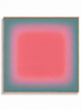 Lumen Bloom pink turquoise colour field abstract canvas art print in oak square frame