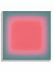 Lumen Bloom pink turquoise colour field abstract canvas art print in white square frame