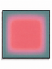 Lumen Bloom pink turquoise colour field abstract canvas art print in black square frame