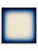 Luminary indigo blue cream glow colour field canvas art print in black square frame
