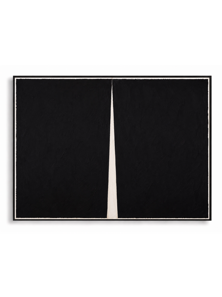 Meridian black cream minimalist abstract canvas art print in black frame