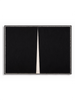 Meridian black cream minimalist abstract canvas art print in black frame