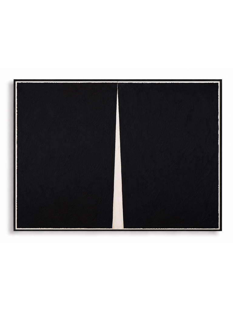 Meridian black cream minimalist abstract canvas art print in black frame