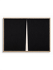 Meridian black cream minimalist abstract canvas art print in oak frame landscape format