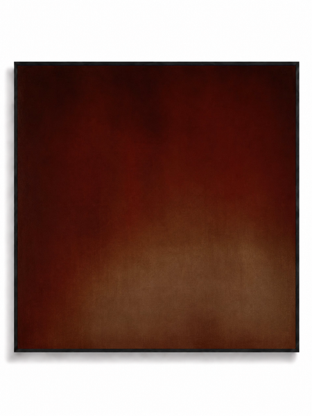 Rubedo deep red burgundy colour field abstract canvas art print in black square frame
