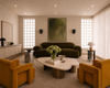 The Understudy dark olive gold atmospheric abstract canvas art print styled contemporary living room